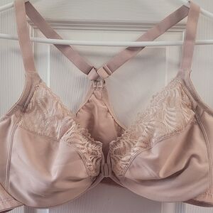 Glamorise Blush Pink/Tan Lace-Trim Full Coverage Bra